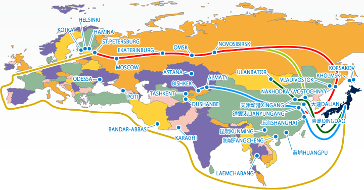 日本・中国からCIS、ロシア、欧州へつながるGWG Logisticsの輸送ネットワーク